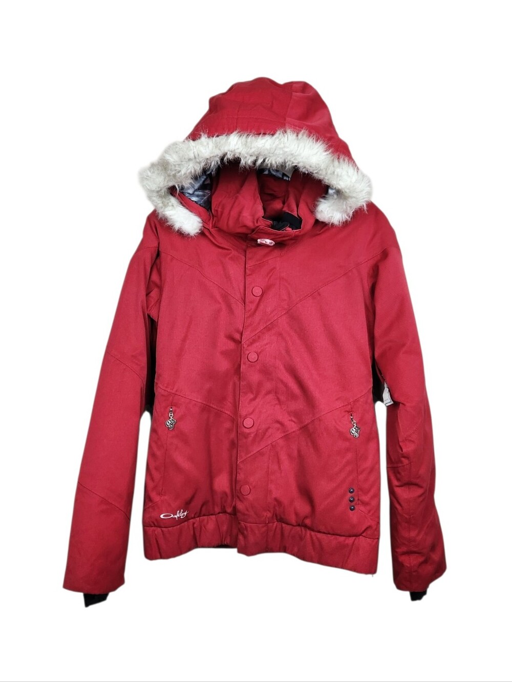 Oakley Gretchen Bleiler Red Winter Ski Snow Jacket Duck Down Womens Size S